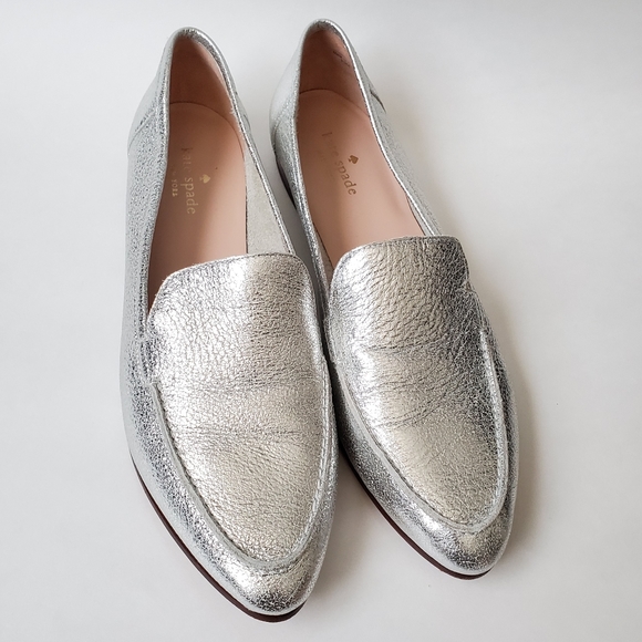 Kate Spade NY Crackled Metallic Nappa Loafer Flats - Picture 3 of 8